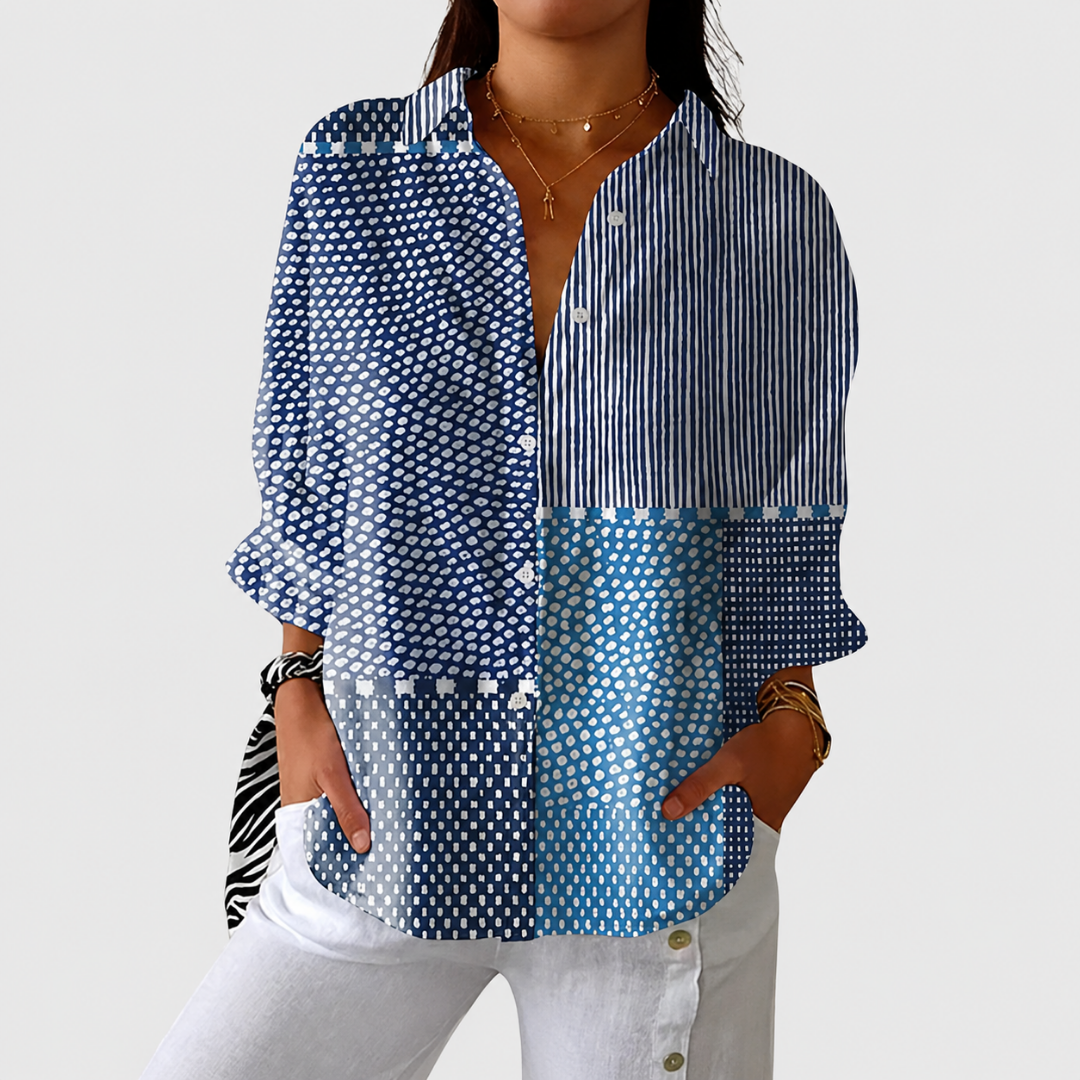 Lena | Patchwork Button Blouse