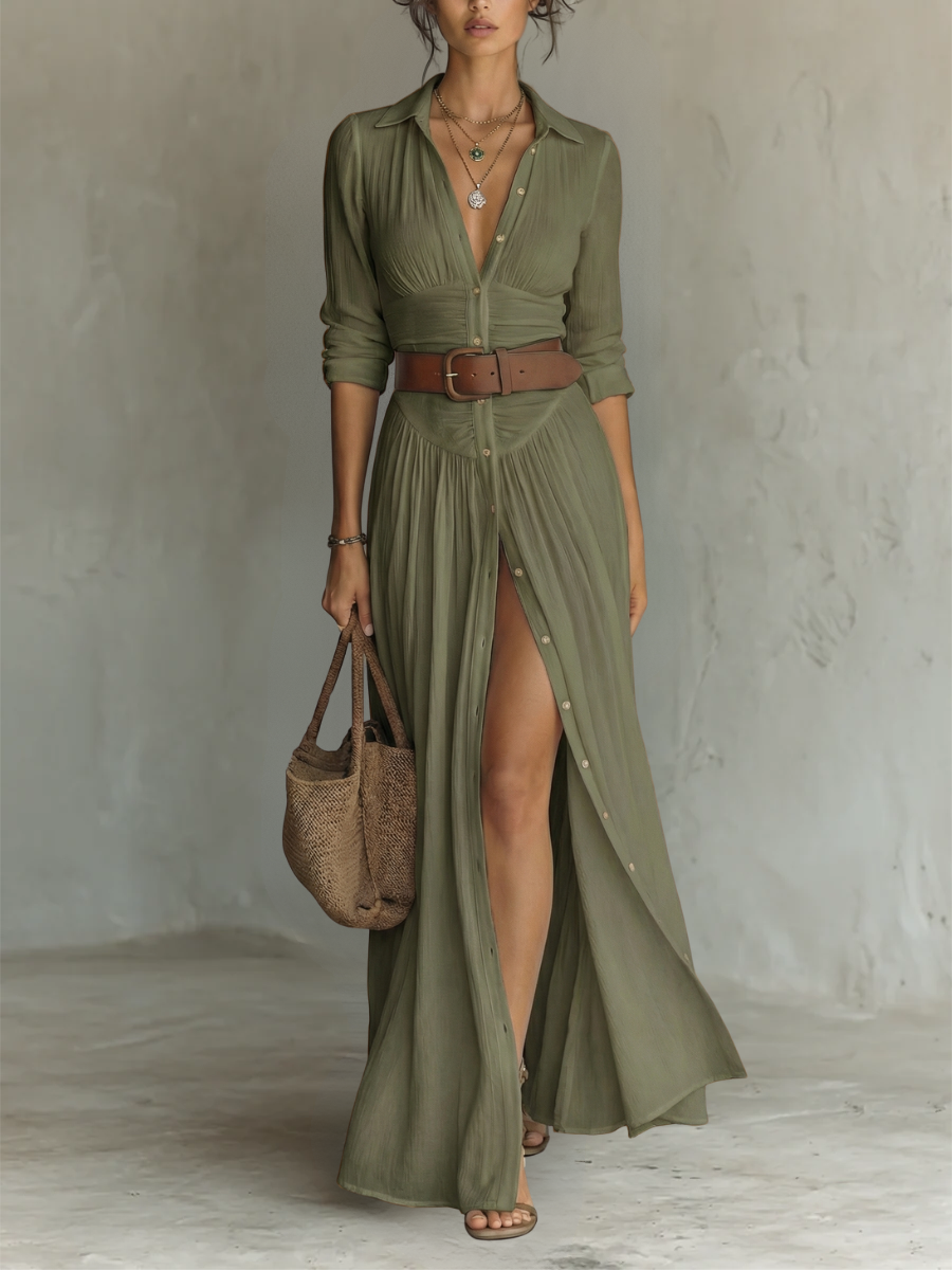 Bianca | Button-Front Maxi Dress