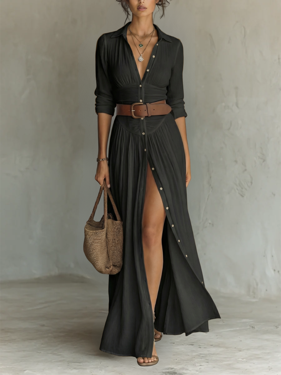Bianca | Button-Front Maxi Dress