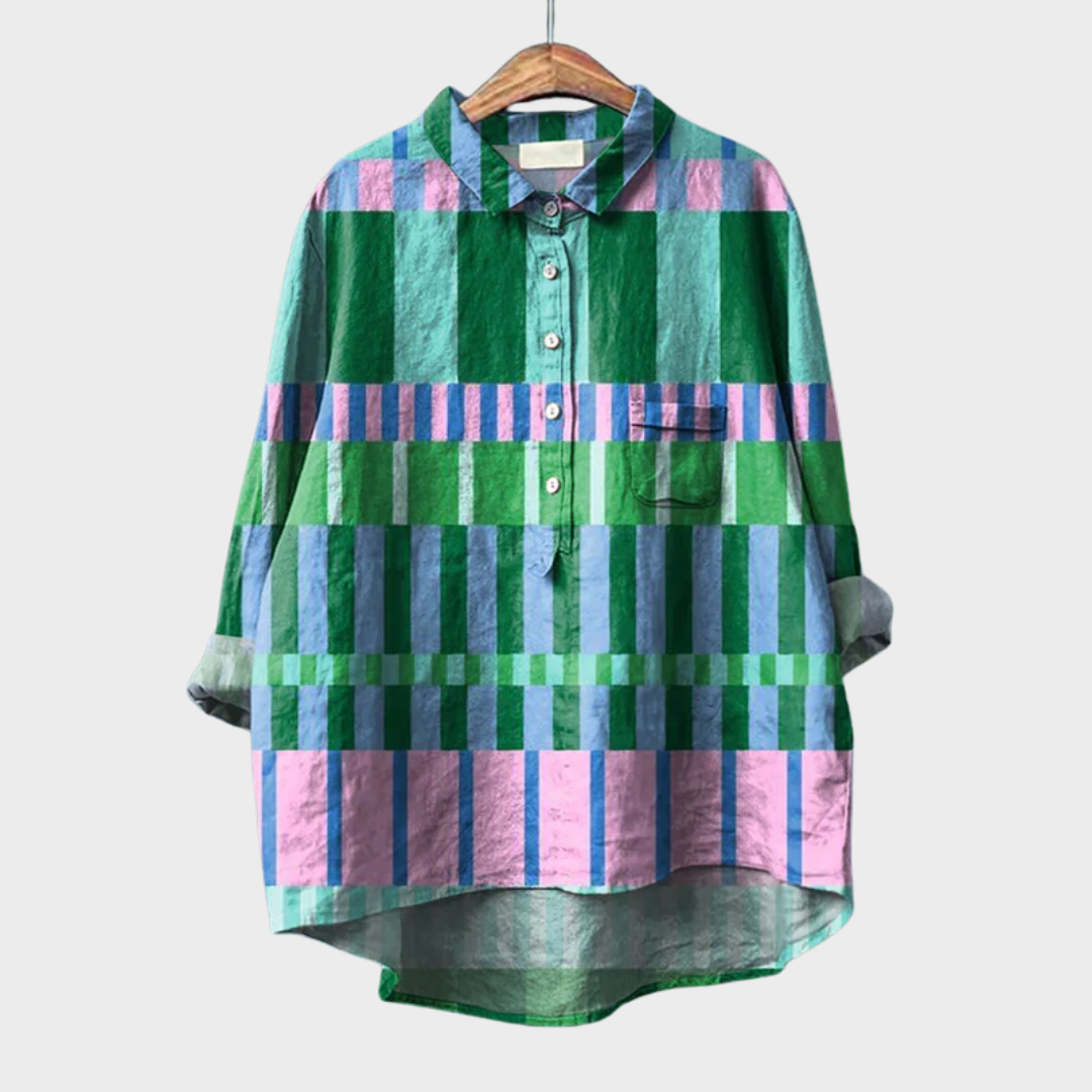 Avery | Colorblock Button Blouse