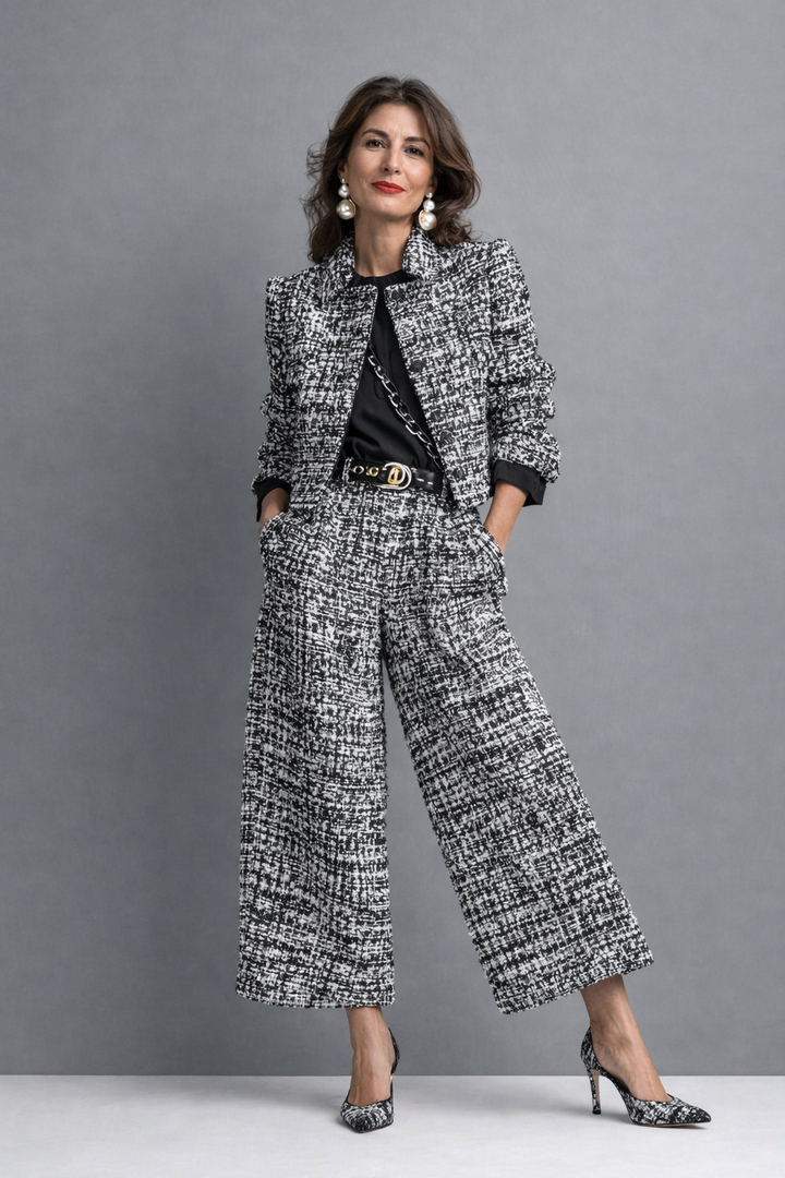 Victoria | Tweed Jacket & Wide-Leg Pant Set